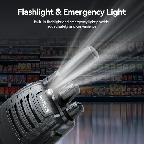 Vista 8 de Retevis H777D Radio de 2 vías con pantalla LCD, 2 piezas, NOAA, carga USB-C, VOX, Walkie Talkies recargables de mano, radios bidireccionales