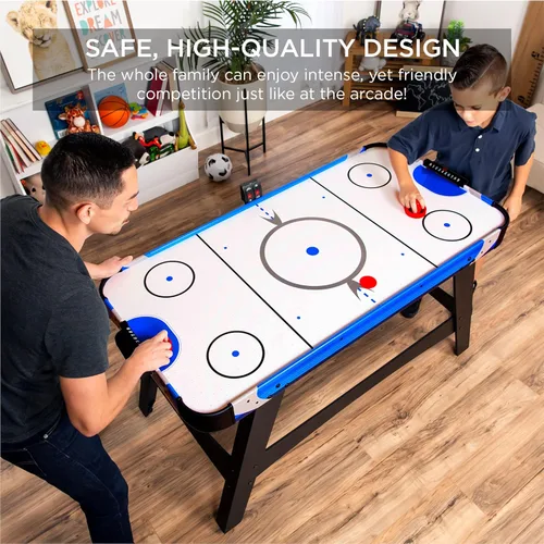 Vista 2 de Best Choice Products - Mesa de hockey de aire de tamaño medio, 58 pulgadas, estilo arcade, para sala de juegos, hogar, oficina, con 2 discos, 2