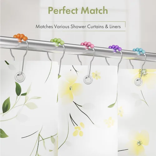 Vista 58 de Amazer - Juego de 12 ganchos decorativos para cortina de ducha de acero inoxidable para barras de cortinas de baño, blanco acrílico