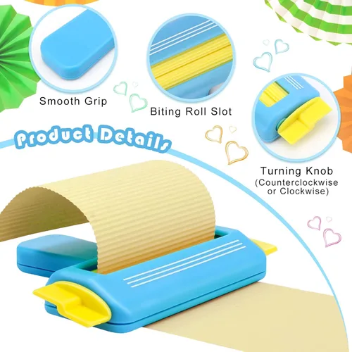 Vista 3 de Crimpadora de papel para manualidades, herramienta para hacer moldeador de ondas, manualidades de bricolaje (azul)