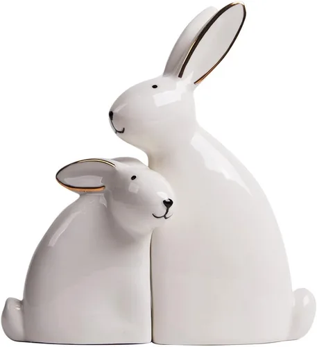 SEINHIJO Estatua de conejo, escultura de conejo, decoración moderna, regalo de animales para el hogar, Pascua, oficina, cerámica, 5.9 pulgadas