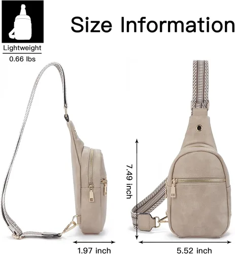 Vista 6 de Telena Riñonera pequeña para mujer, de cuero, cangureras, bolsa de pecho para mujer