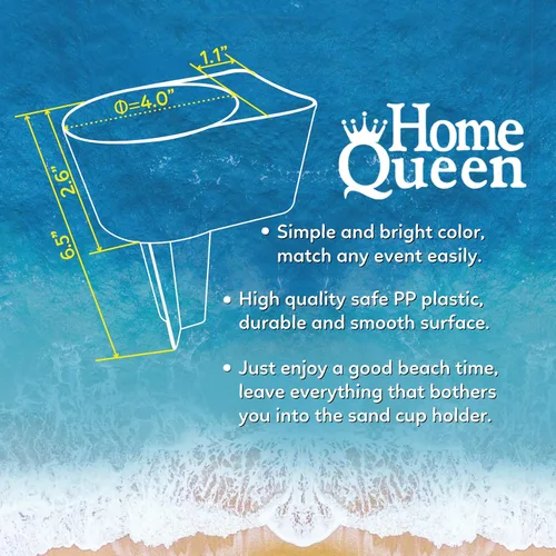 Vista 3 de Home Queen Portavasos de playa con bolsillo, soporte multifuncional para bebidas y lentes de sol, accesorio de playa, posavasos de arena, juego de 4