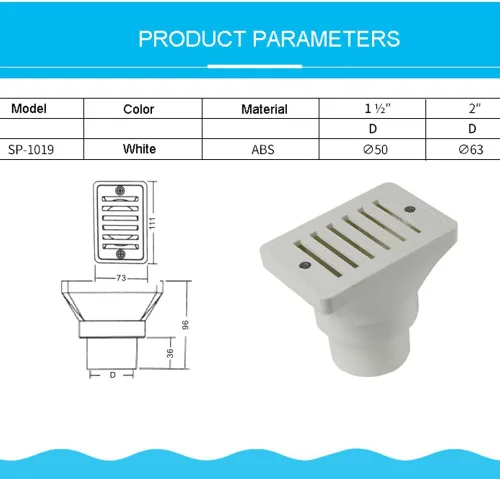 Vista 3 de YXQ Desagüe de piso Accesorios de repuesto de base de salida de desbordamiento de agua de rejilla de drenaje ABS blanco de 2 pulgadas