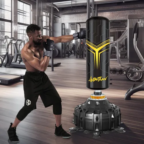 Vista 6 de Saco de boxeo con soporte para adultos de 70 pulgadas con guantes de boxeo, bolsa de boxeo con soporte, amortiguador, base de ventosa, soporte