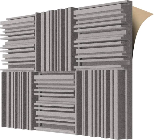 Vista 7 de TroyStudio Paneles de Espuma Acústica Autoadhesivos, 12 X 12 X 2 Pulgadas, 6 Piezas Espuma Absorbente de Sonido de Banda Ancha, Baldosas de Relleno