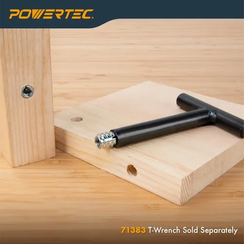 Vista 6 de POWERTEC Insertos de tuerca de 50 1/4'-20 Adecuado para madera dura y madera blanda, carpintería y muebles Longitud de 0.469 in (QTI1002)