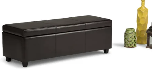 Vista 10 de SIMPLIHOME Avalon Storage Ottoman Bench - 48 inch Wide Upholstered Vegan Leather Rectangular Lift-Top Ottoman in Tanners Brown, Contemporary Storage