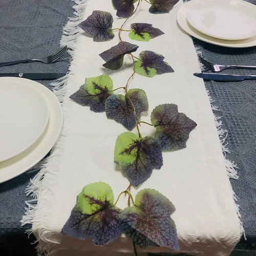 Vista 7 de Guirnalda de luces artificiales de hojas verdes, 20 luces LED de alambre de cobre, funciona con pilas para el hogar, cocina, jardín, oficina, boda