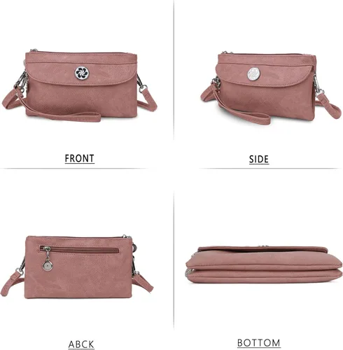 Vista 5 de Angel Kiss Bolsos cruzados pequeños para mujer, de piel vegana, cartera para teléfono celular con correa para la muñeca