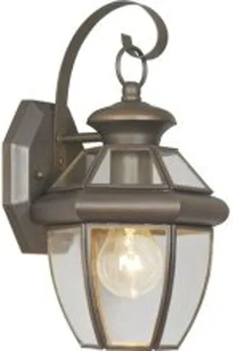 Vista 12 de Livex Lighting 2051-01 Monterey 1 Lámpara de pared exterior con acabado de latón antiguo, acabado en latón macizo con vidrio biselado transparente
