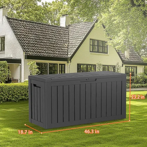 Vista 28 de DRATO Cajas de terraza, caja de almacenamiento al aire libre de 30 galones para cojín de patio, herramientas de jardín, impermeable y resistente a