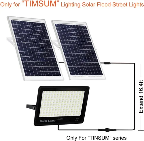 Vista 2 de TINSUM Cable de extensión solar 5m16.4 pies cables extensores cables dos núcleos con enchufe impermeable IP65 para solo para iluminación TIMSUM