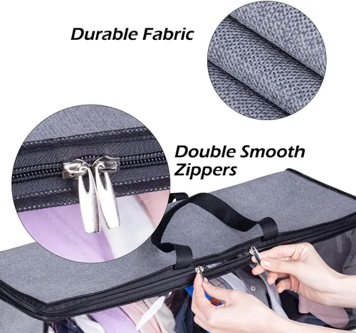 Vista 4 de KIMBORA 2 PCS Wide Hat Storage for Baseball Caps Organizer with 2 Sturdy Handles Hat Racks Holder Grey Capbox Stackable for Home Travel