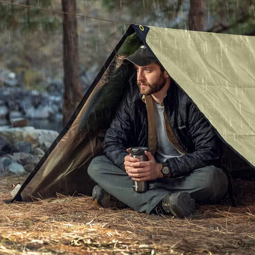 Vista 9 de Arcturus XL - Lona de supervivencia – Lona térmica reflectante aislada para campamento – 8.5 x 12 pies (negro)