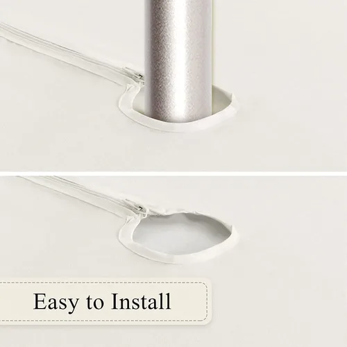 Vista 4 de SARAFLORA Mantel para Exteriores e Interiores - Redondo de 60 pulgadas Color Beige Sin Arrugas Lavable Impermeable Mantel con Agujero para Sombrilla