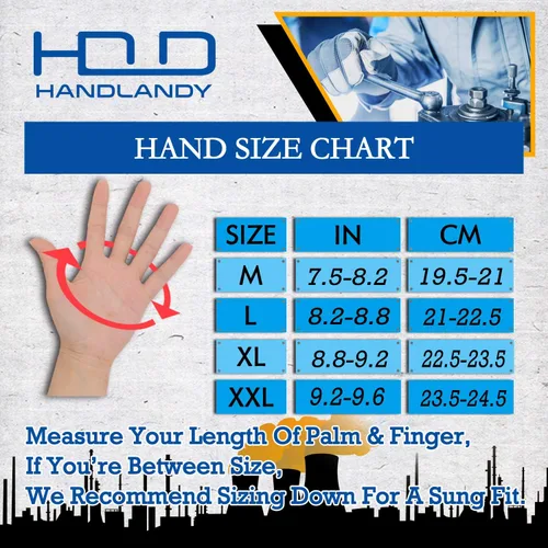 Vista 7 de HANDLANDY Guantes antivibración, acolchado SBR, protector TPR, guantes de trabajo mecánico (L, negro)