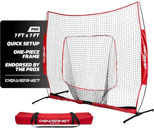 Vista 8 de PowerNet Pro One Piece Softball Baseball Net, Portable Baseball Training Equipment, Hitting, Throwing & Pitching Net with Carrying Bag