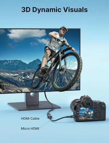 Vista 5 de JSAUX Adaptador Micro HDMI a HDMI, Cable Adaptador Micro HDMI Macho a HDMI Hembra, 4K@60Hz HDR 3D 18Gbps - Negro