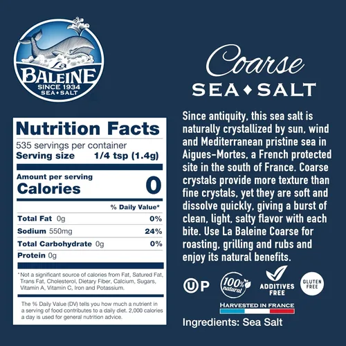 Vista 2 de La Baleine Sal marina gruesa, bote de 26.5 onzas