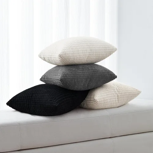 Vista 6 de Topfinel - Paquete de 4 fundas de almohada decorativas en negro y blanco de 16 x 16 pulgadas para sala de estar, sofá, cama, decoración rústica