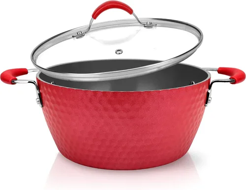 NutriChef Olla de horno holandés antiadherente duradera, utensilios de cocina de alta calidad con tapas de vidrio templado transparentes, 3.6