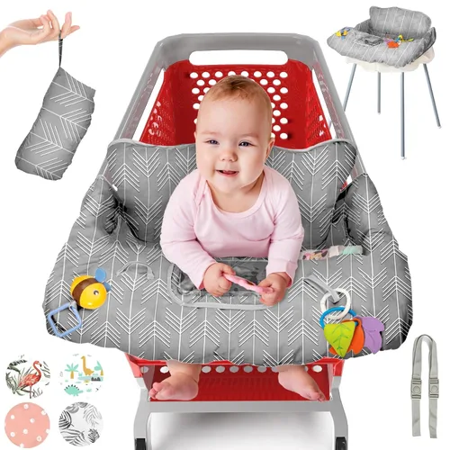 Vista 12 de PILLANI Funda para carrito de compras para bebé, funda para silla alta para asiento de restaurante - Funda para carrito de comestibles para bebé