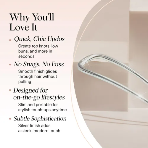 Vista 3 de Kitsch - Horquilla francesa de metal para mujer, accesorios elegantes para el cabello, para moños y giros franceses, diseñado para un ajuste seguro