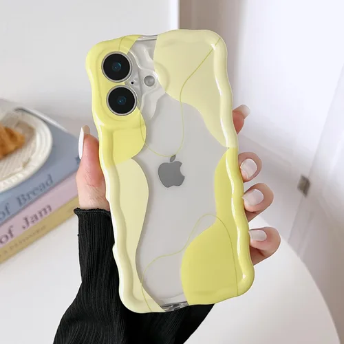 Vista 50 de DEFBSC Funda para iPhone 15 con bonito diseño ondulado, color negro