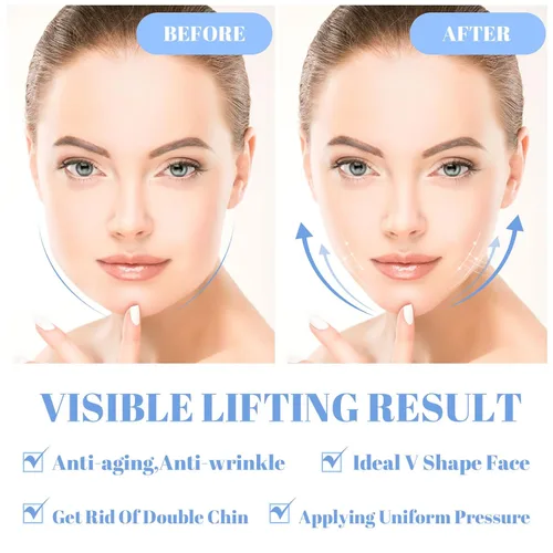 Vista 5 de Treela Cinturón de dormir reutilizable para levantar la cara, máscara facial de elevación de barbilla, cinturón facial de doble barbilla, vendajes