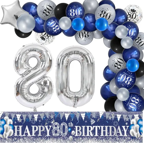 Vista 12 de Decoraciones de fiesta de cumpleaños número 16 color azul marino con 61 globos de látex, globos de aluminio con el número 16, globos de fondo