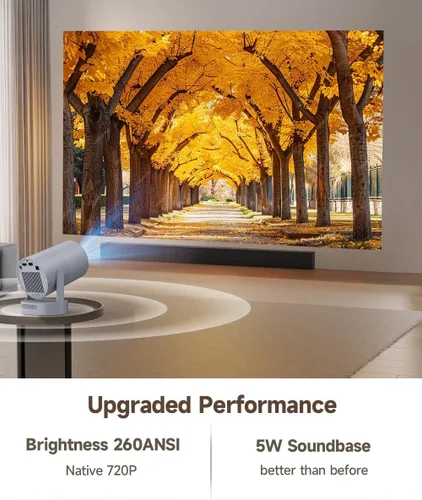 Vista 3 de 【Enfoque eléctrico】Mini proyector Magcubic compatible con 4K, proyector inteligente con WiFi 6 y Bluetooth 5.4, altavoz base sonora de 5 W, rotación