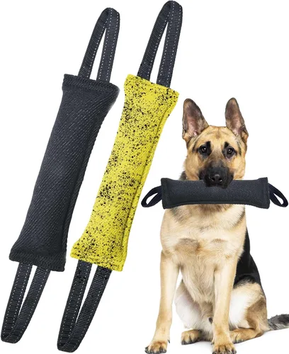 Clysoru Juguete de remolcador para perros, paquete doble, almohada de mordida de yute, equipo de entrenamiento para cachorros a perros grandes
