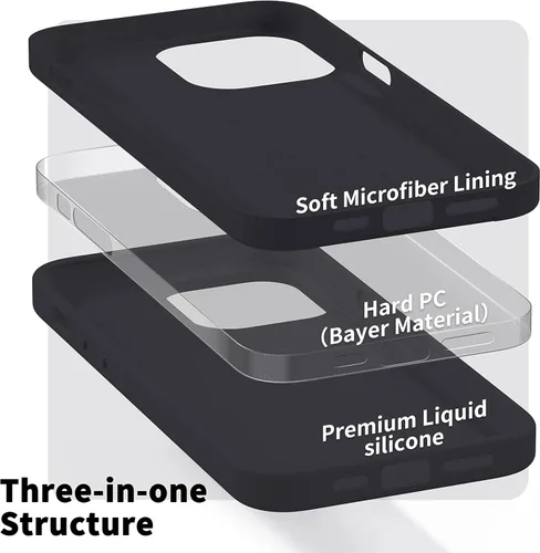 Vista 3 de Jmltech Funda de silicona para iPhone 14 Pro Max con forro de microfibra suave antiarañazos, funda protectora para iPhone 14 Pro Max, rosa (negro)
