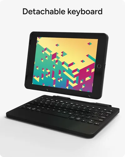 Vista 4 de ZAGG Rugged Book - Funda desmontable y teclado con bisagras magnéticas para iPad Air, iPad Air 2, iPad 9.7, iPad 9.7 Pro, emparejamiento Bluetooth