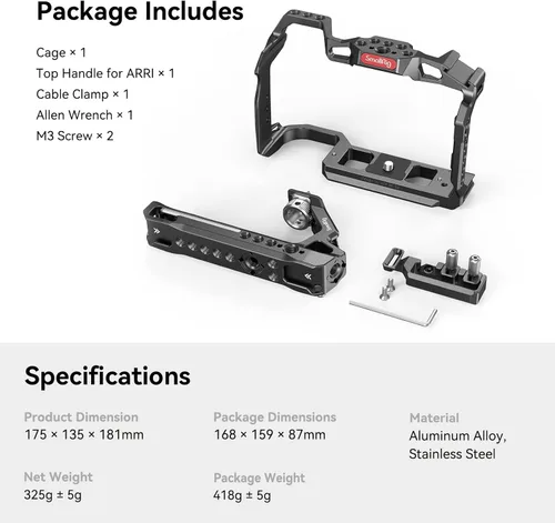 Vista 2 de SmallRig Kit de jaula C R5/R6/R5 para Canon R5/R6/R5 C, kit de mano para cámara con mango superior y abrazadera para cable - 3830