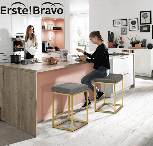 Vista 71 de Juego de 2 taburetes de bar negros para encimera de cocina, taburetes de bar modernos sin espalda de 24 pulgadas, taburetes de bar industriales