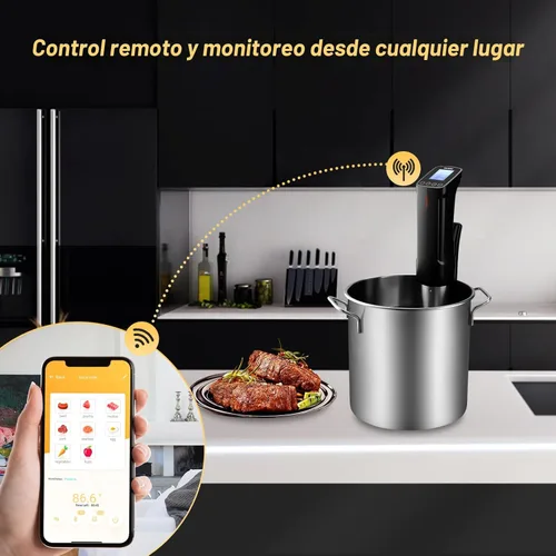 Vista 2 de Inkbird WIFI Sous Vide Cookers, 1000 vatios de acero inoxidable cocina precisa, Circulador de inmersión térmica con receta, interfaz digital