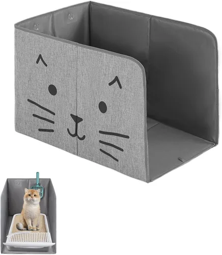 Vista 8 de Caja de arena impermeable para gatos con alfombrilla extraíble, caja para gatos con 2 ganchos para cuchara, antifugas, control de polvo, fácil