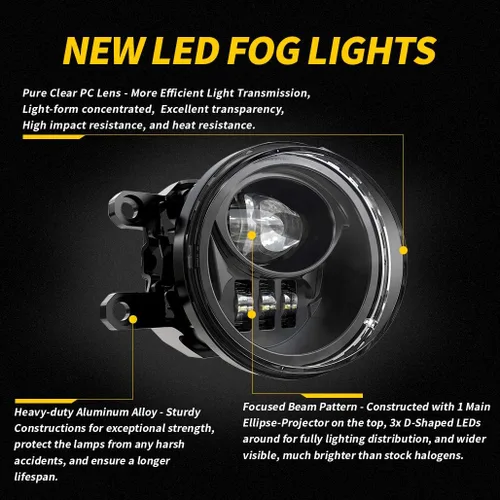 Vista 3 de Z-OFFROAD - Nuevo conjunto de luces anti-neblina LED de remplazo para parachoques de Tacoma 2016-2022, Camry 2009-2013, Corolla, 4Runner 2014-2022