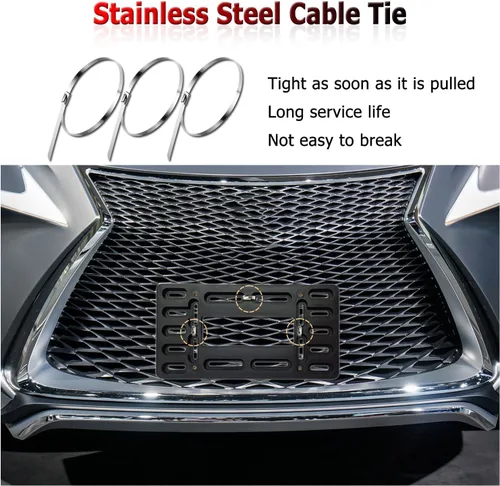 Vista 5 de BGGTMO Front License Plate Bracket Holder - Front Bumper License Plate Mounting Kit, 2 Drill Holes Universal Car Tag Adapter with Anti Theft