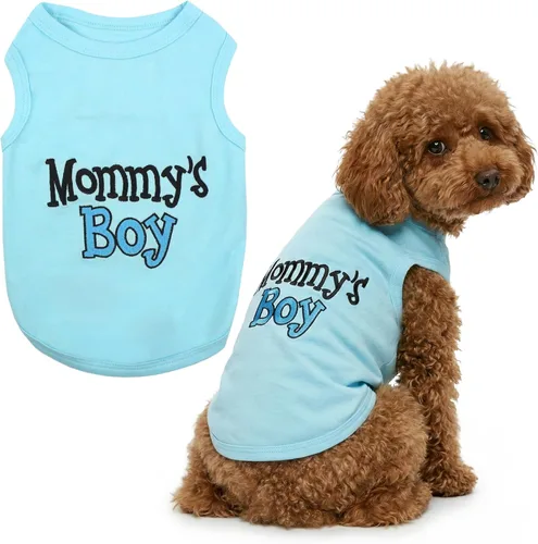 Vista 61 de Playera parisina para perros con palabras bordadas "I Love My Mommy" - 100% algodón, camiseta rosa para perros - Chaleco sin mangas para mascotas