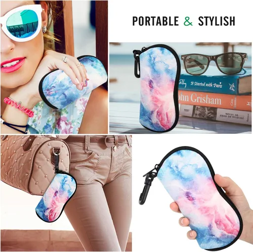 Vista 6 de MoKo - Estuche suave, ultra ligero, de neopreno, para lentes de sol, con cremallera y clip para cinturón