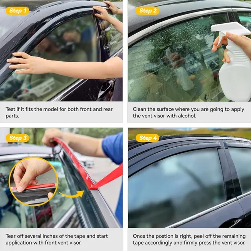 Vista 5 de Deflectores de lluvia para Toyota 4Runner 2010-2023, Deflectores de viento para ventanas 10-23 4Runner Visores de ventilación y protectores