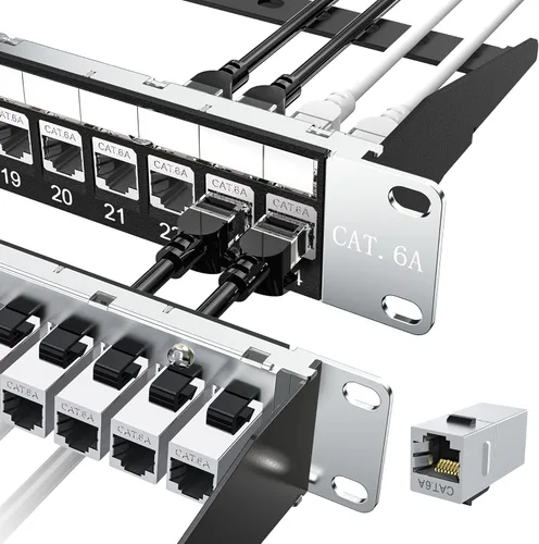 Vista 11 de Jadaol [Listado UL] Panel de Parches de 24 Puertos para Montaje en Rack o Montaje en Pared de 19 Pulgadas, Panel de Red Cat 6 de 1U Precargado