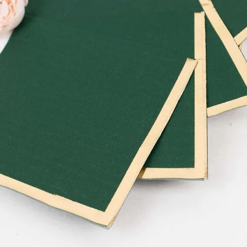 Vista 172 de Efavormart 50 Pack Servilletas de papel para fiestas de 2 capas suaves verde oliva con borde dorado de oro, servilletas para cenas, cócteles