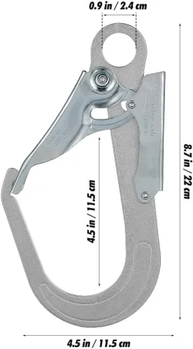 Vista 4 de Housoutil Rebar Snap Hook, High Strength Alloy Steel Large Drop Forged Double Lock Rebar Snap Hook, Multifunctional Safety Fall Protection Lanyard