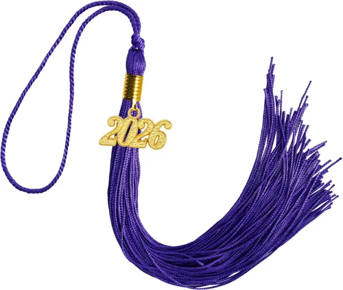 Vista 12 de GraduationMall Borla de graduación de un solo y varios colores con dije del año 2025 de 9 pulgadas