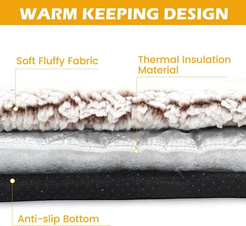 Vista 4 de Buvlnee Tapete de cama autocalentable para gatos, tapete autocalentable para perros, almohadilla térmica extra cálida para mascotas con parte