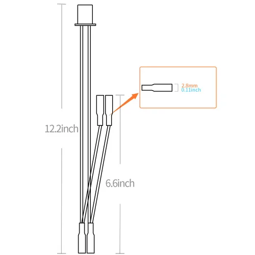 Vista 2 de 2 unidades de cable de alimentación LED JST XH2.54 2Pin Plug a terminales de 0.110 pulgadas/0.110 in arnés de cable de puente iluminado 20 botones